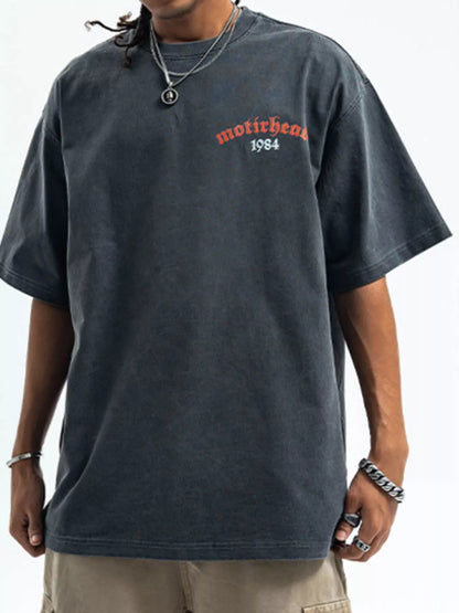 Men's Vintage Letter Graphic Washed T-Shirt