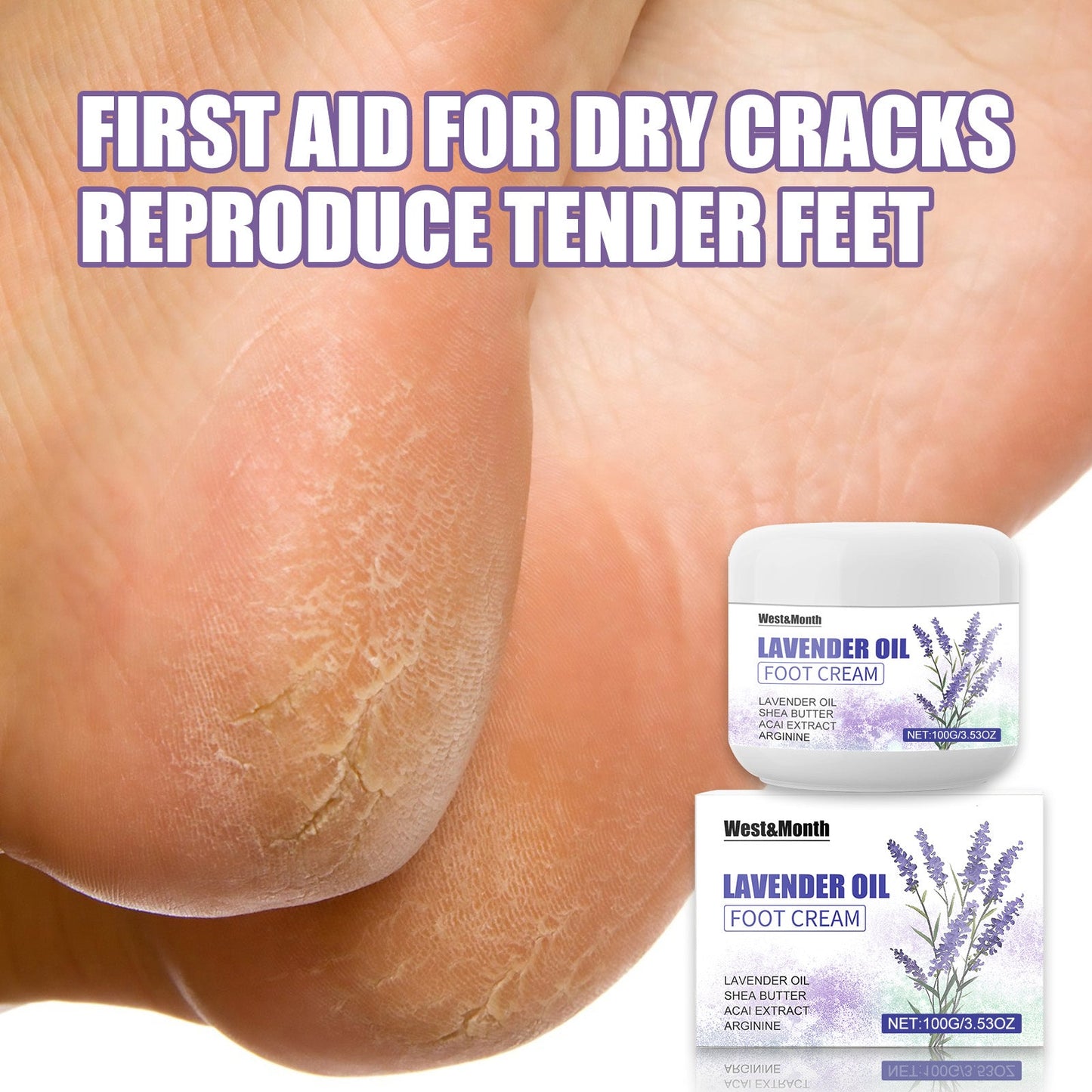 West&Month Lavender Oil Foot Cream, Anti-Freeze, Anti-Crack, Hydrating And Anti-Cracking