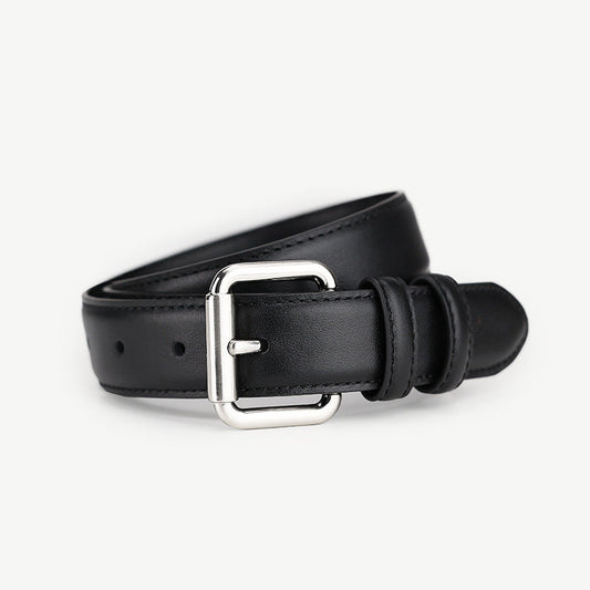 Classic Leather Belt with Buckle