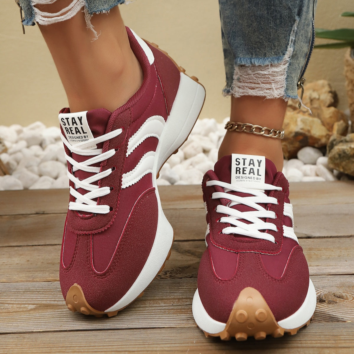 Round Toe Lace Up Sneakers