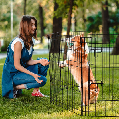 Dog Playpen 8 Panels Foldable Metal Dog Exercise Pen With Pad Cover 30"H