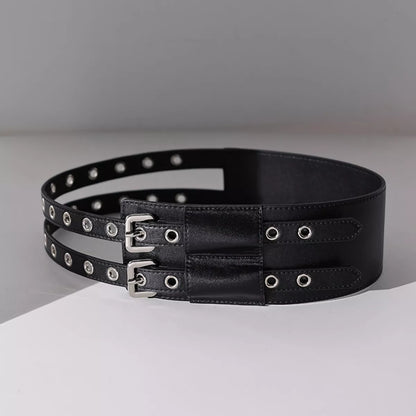 Double Row Grommet Wide Waist Belt
