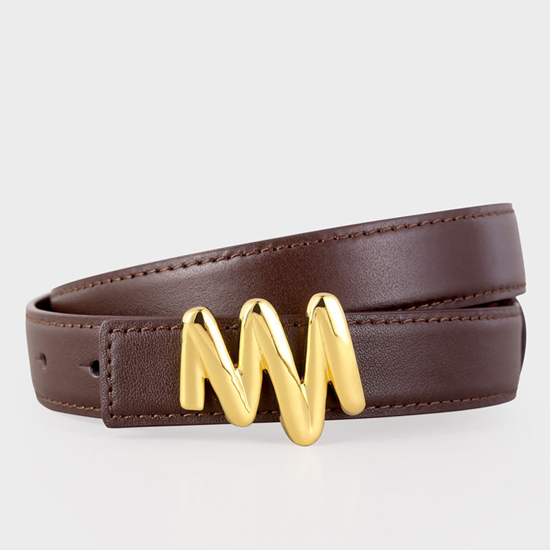 Gold Buckle Leather Belt
