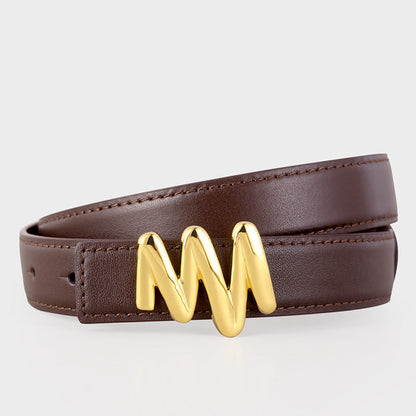 Gold Buckle Leather Belt