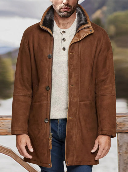 Men's Plus Size Zip Up Long Sleeve Coat