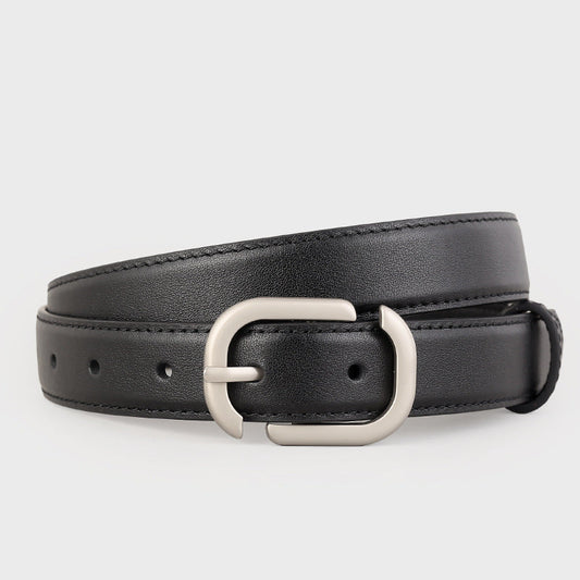 Leather Belt with Silver Buckle