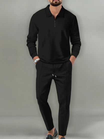 Men's Full Size Long Sleeve Top and Pants Set Plus Size