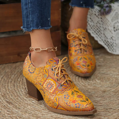 Point Toe Block Heels Ankle Boots