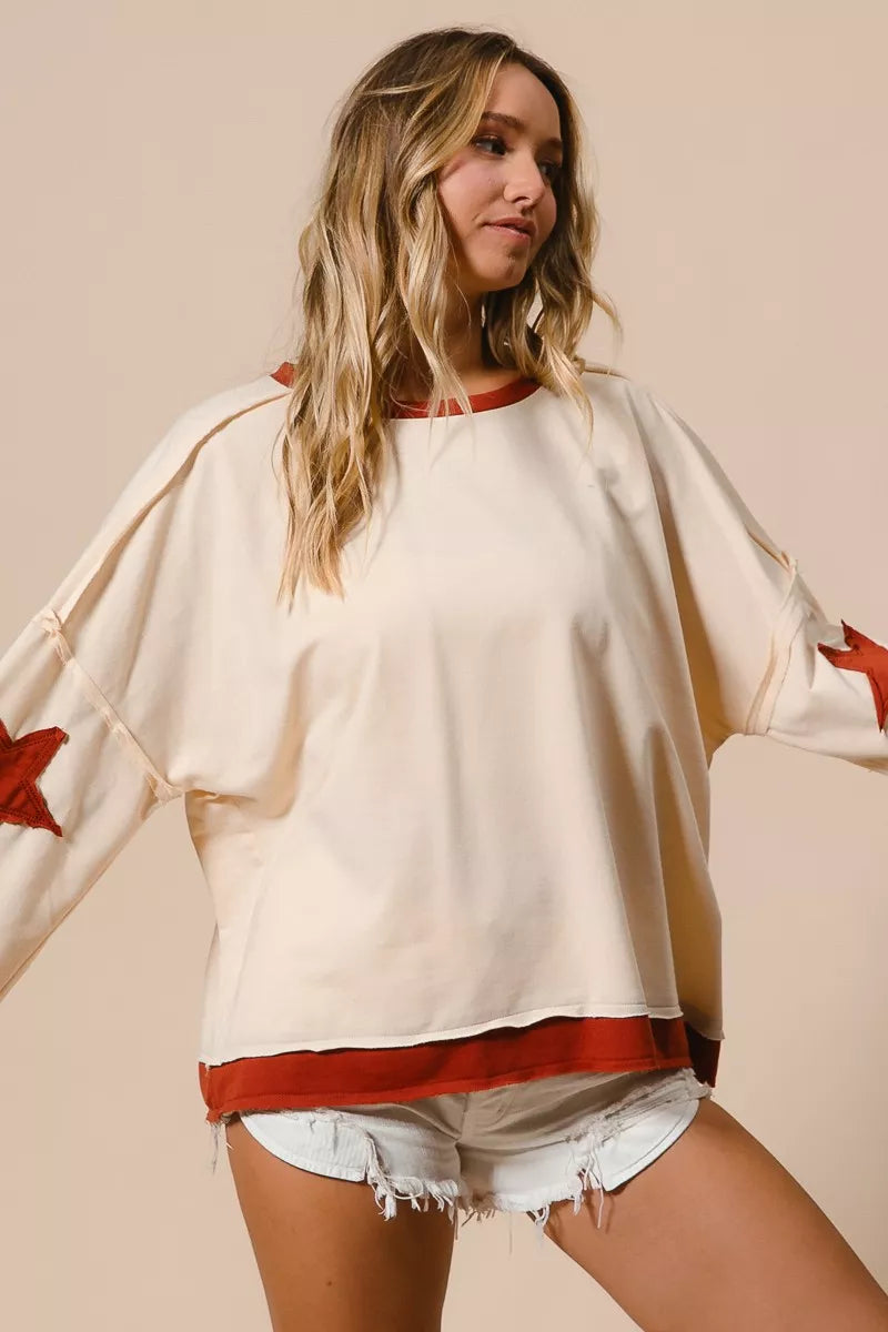 BiBi French Terry Top With Patch Detail Sweatshirt