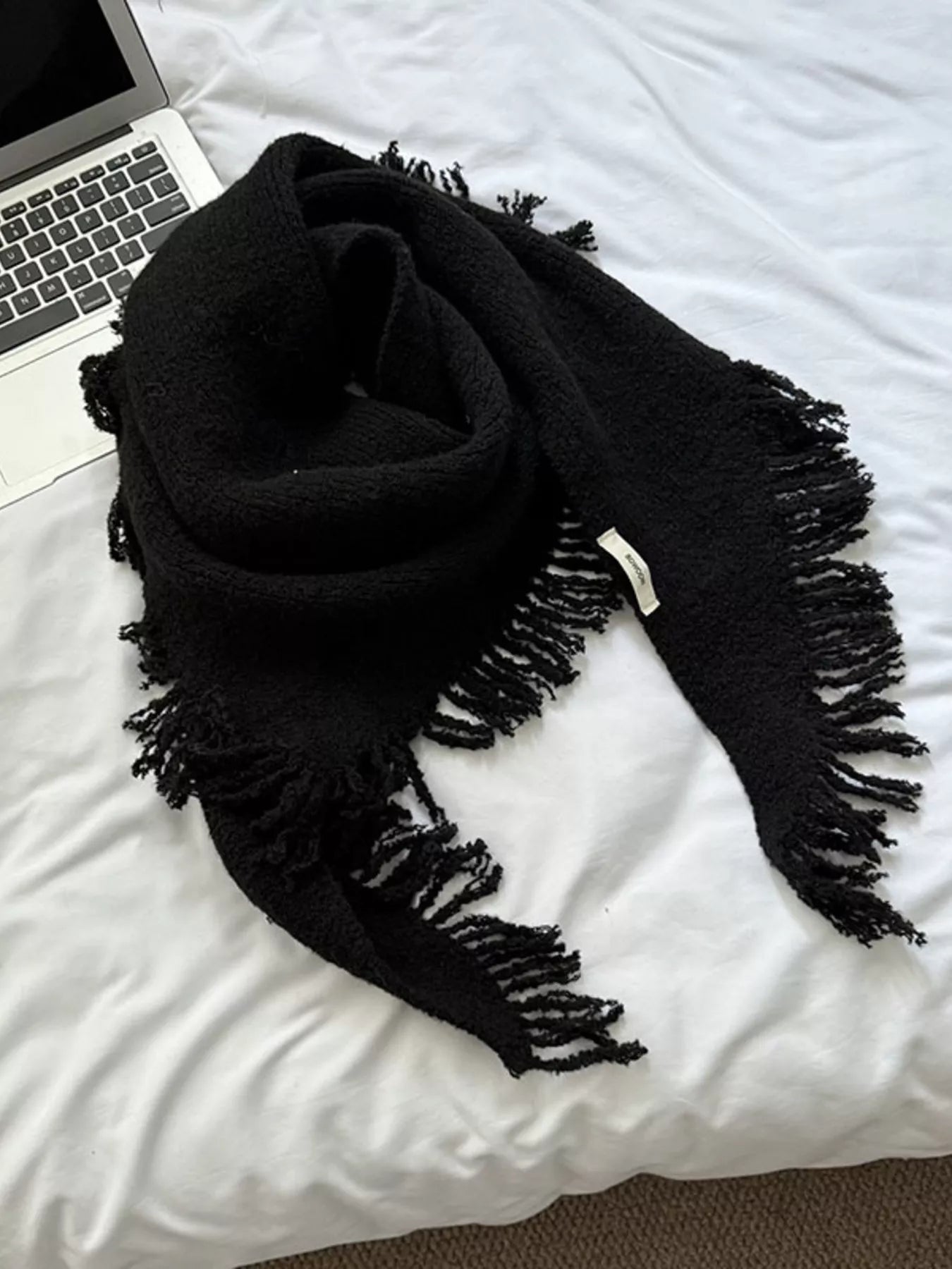 Fringe Trim Knit Scarf