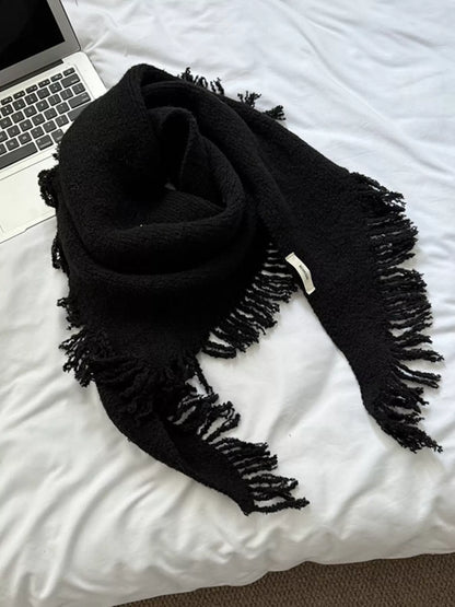 Fringe Trim Knit Scarf