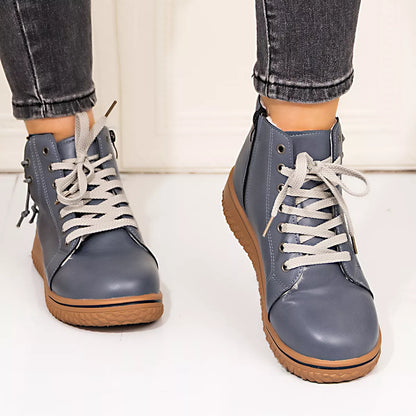 Lace-Up Ankle Boots with Zipper Detail