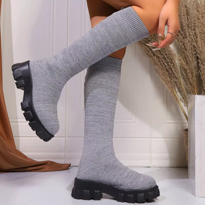 Chunky Platform Knee High Boots