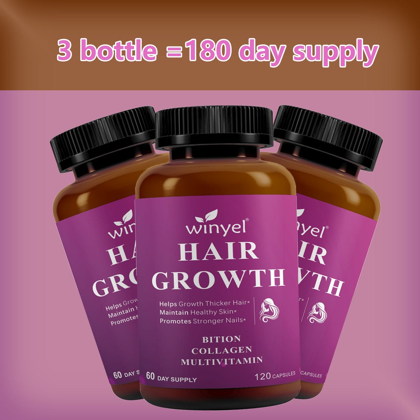 Hair Growth Vitamins Containing 1,000 Mcg Ofbiotin, Collagen, Saw Palmetto, And Other Naturalingredients To Promote Stronger, Healthier Hair,skin, And Nails, Effectively .60-day Supply.