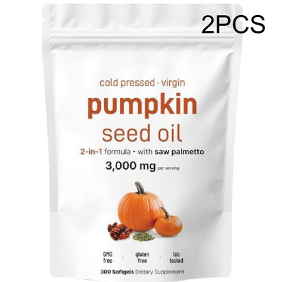 Cold Pressed Virgin Pumpkin Seed Oil with Saw Palmetto 2-in-1 Formula, 3000mg per Serving, 300 Softgels Dietary Supplement