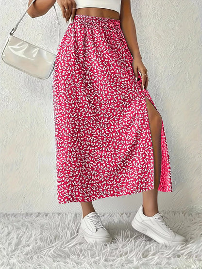 Slit Printed Skirt
