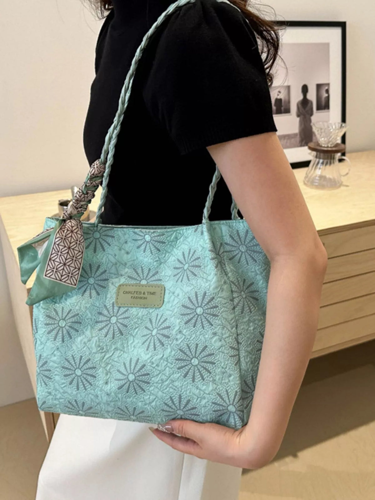 Braided Handle Tote Bag