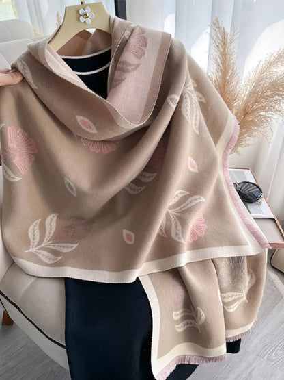 Printed Raw Hem Shawl