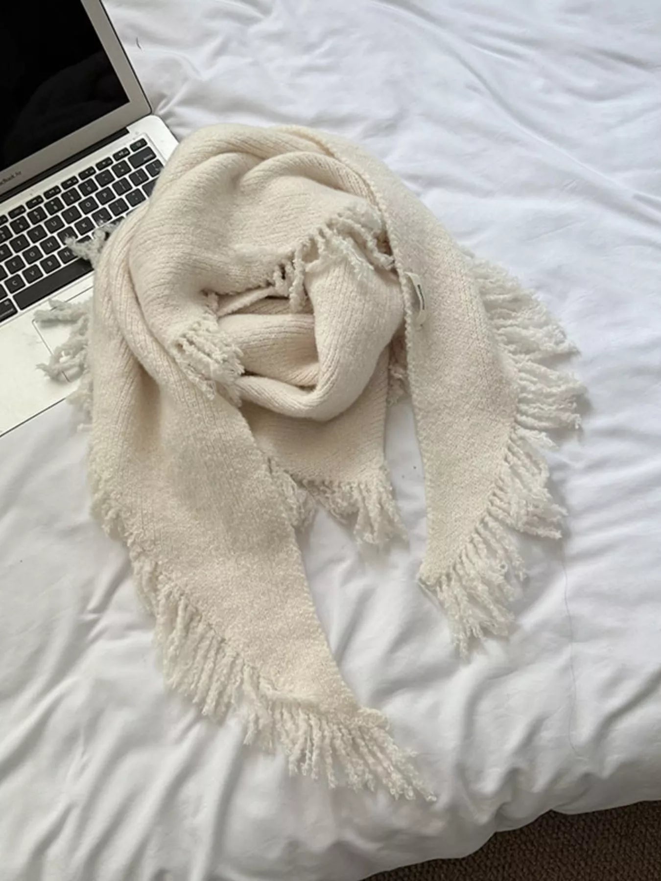 Fringe Trim Knit Scarf