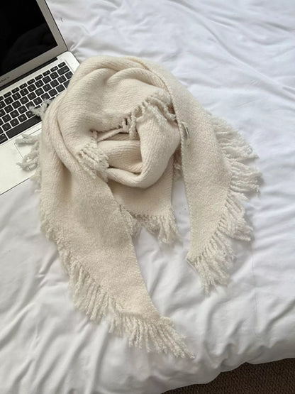 Fringe Trim Knit Scarf