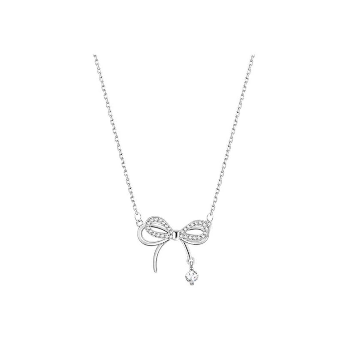 925 Sterling Silver Bowknot Pendant Necklace