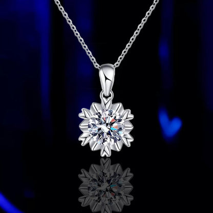 1 Carat Moissanite 925 Sterling Silver Flower Necklace