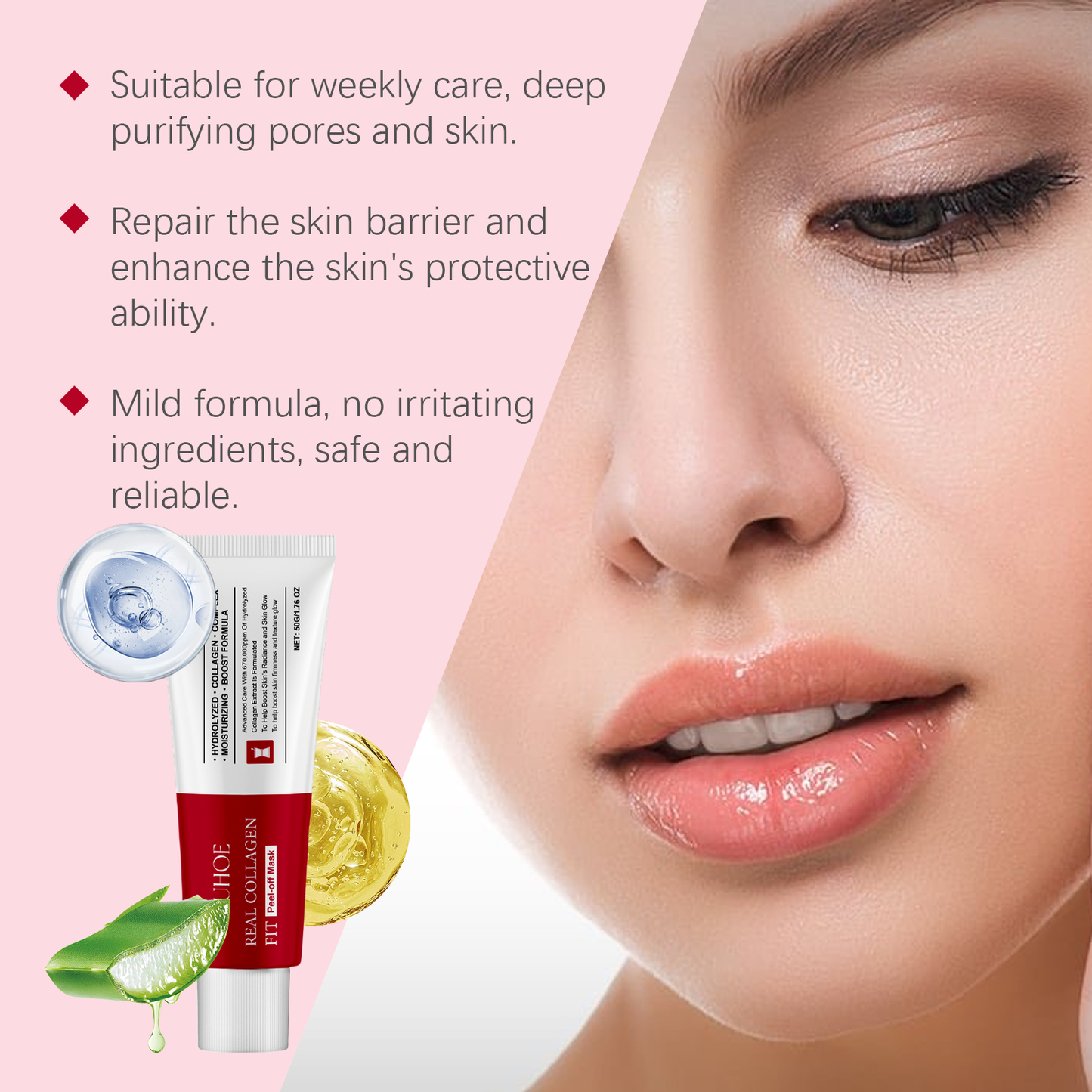 OUHOE Collagen Tearing Mask Nourishes, Moisturizes, Firming And Firming Collagen Mask For Tender Skin