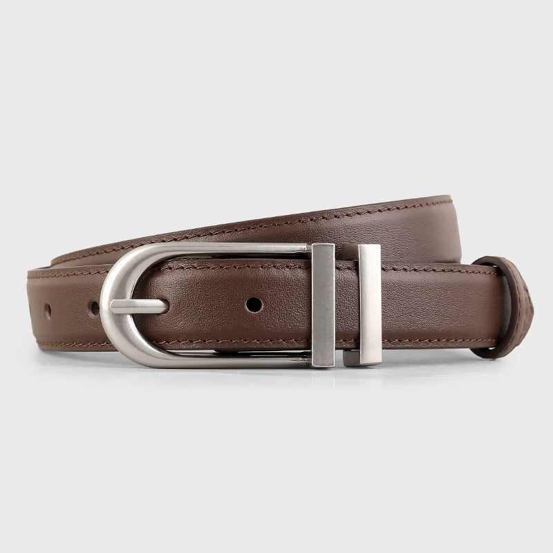 Leather Belt with Silver Buckle