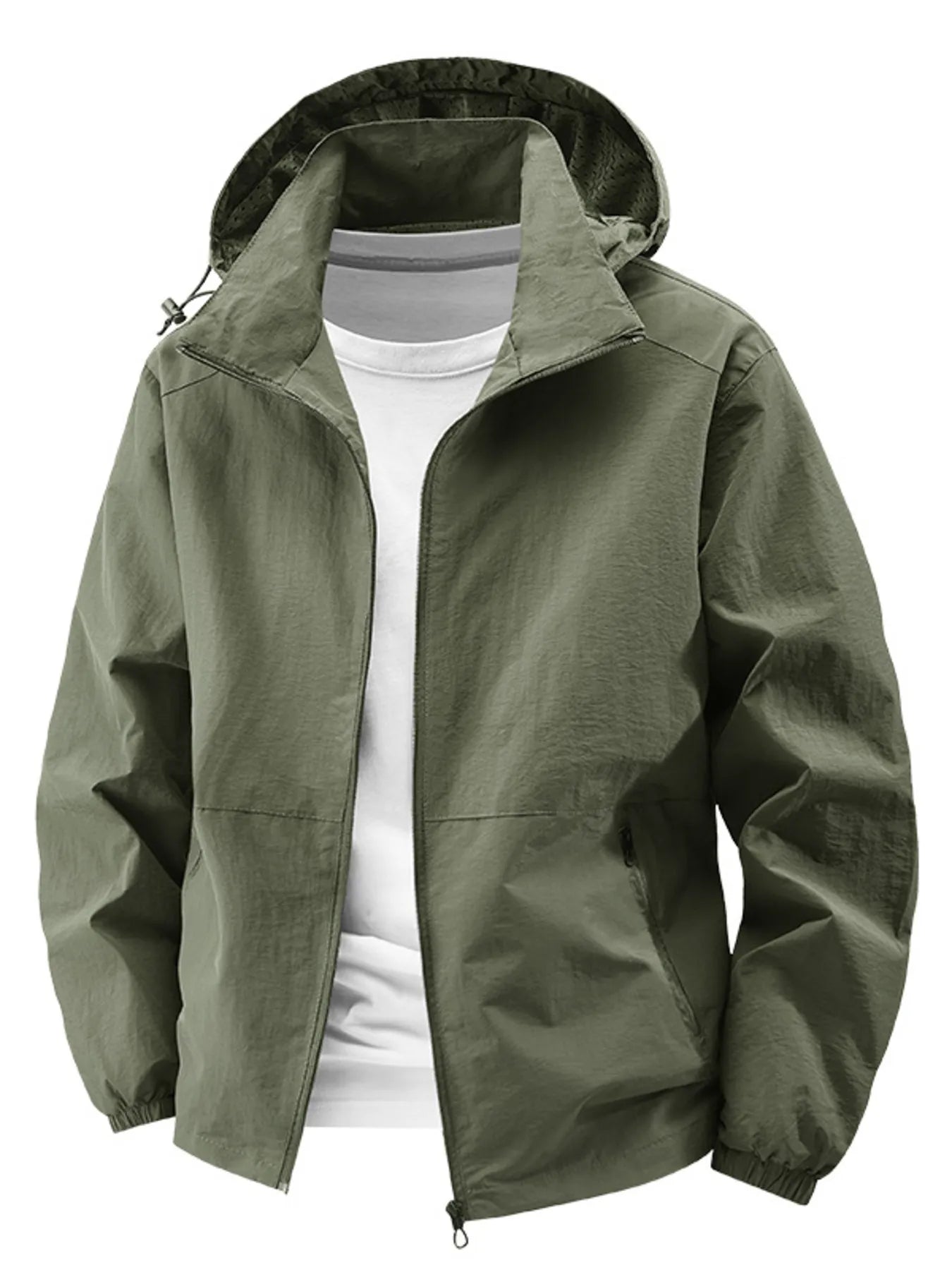 Men's Plus Size Lightweight Hooded Windbreaker Jacket