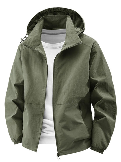 Men's Plus Size Lightweight Hooded Windbreaker Jacket
