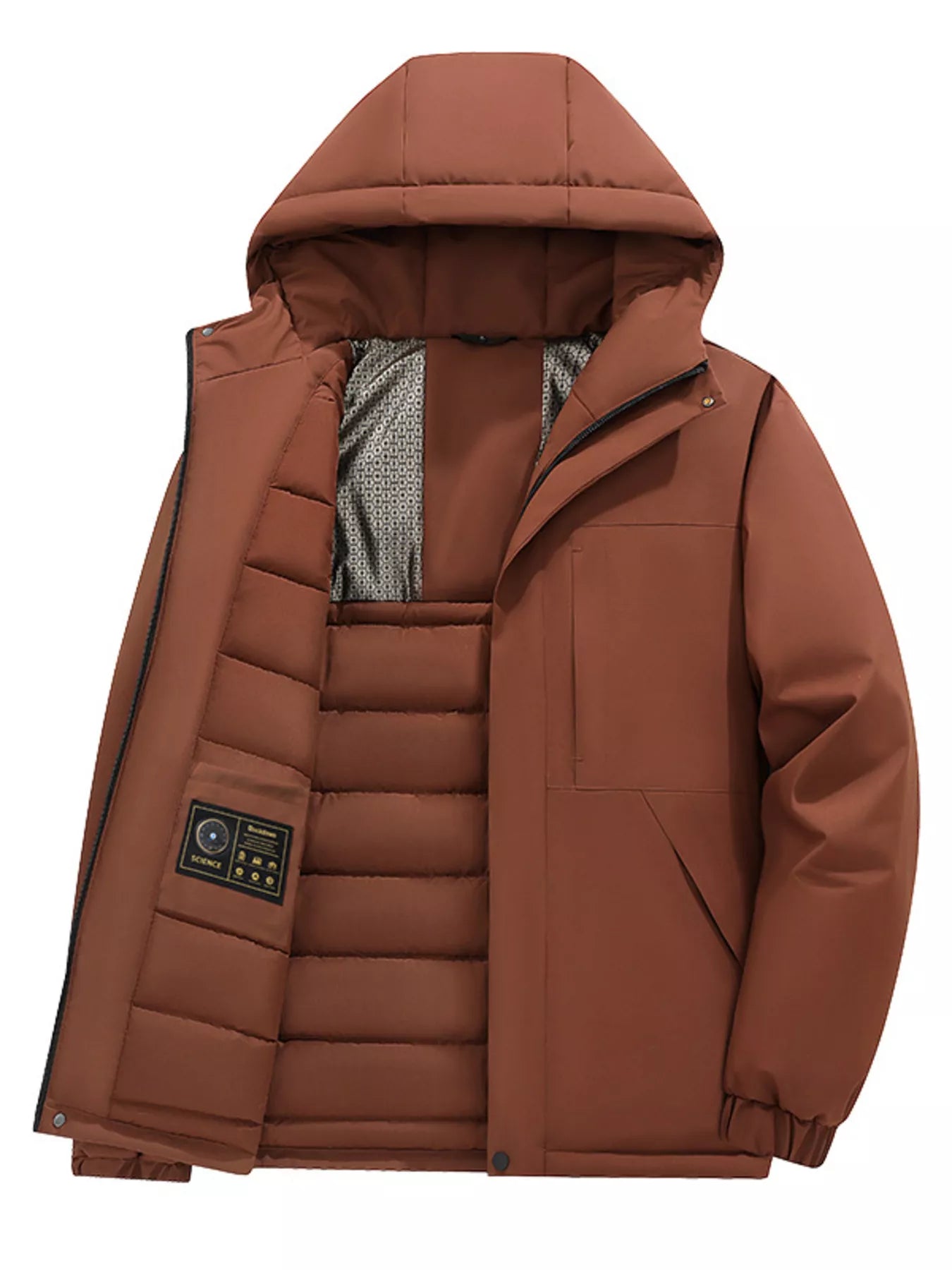 Men's Full Size Zip Up Hooded Winter Coat Plus Size