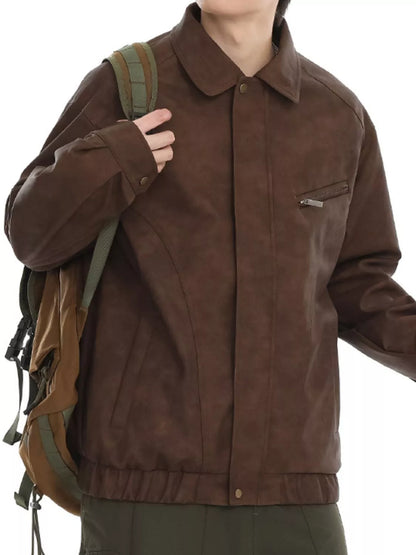 Men's Plus Size Vintage Style Zip Up Jacket
