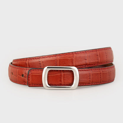 Crocodile Embossed Leather Belt