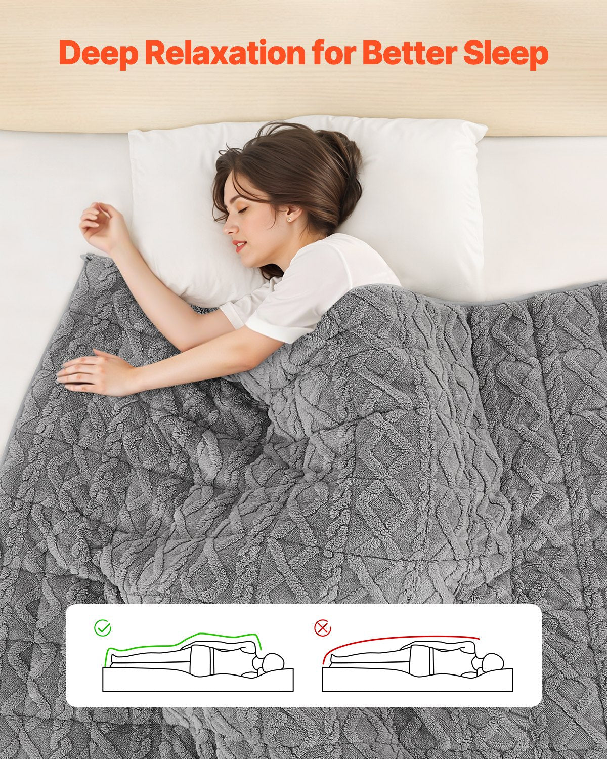 Weighted Blanket, 20 Lbs, 60 X 80 In Queen Size, Sherpa Fleece Heavy Blanket With Glass Beads, Soft Warm Cozy Fluffy Touch, For 200-250 Lbs Adults, Anxiety Stress Relief, Improve Sleep, Grey