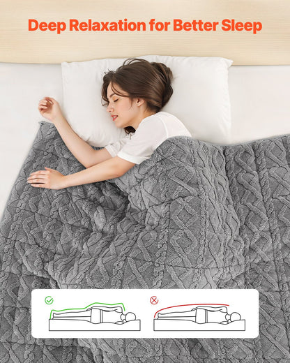 Weighted Blanket, 20 Lbs, 60 X 80 In Queen Size, Sherpa Fleece Heavy Blanket With Glass Beads, Soft Warm Cozy Fluffy Touch, For 200-250 Lbs Adults, Anxiety Stress Relief, Improve Sleep, Grey