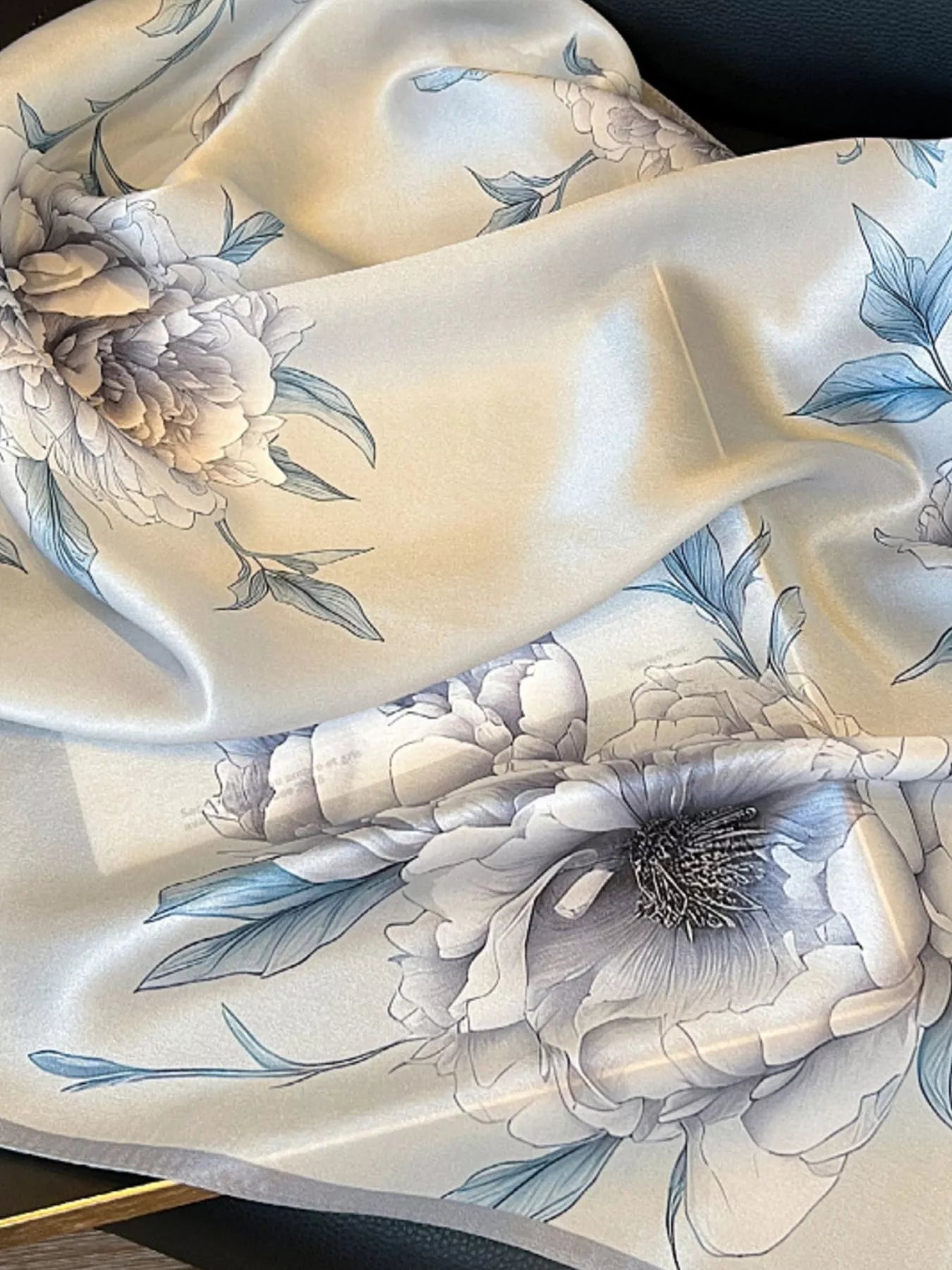 Floral Print Silk Square Scarf