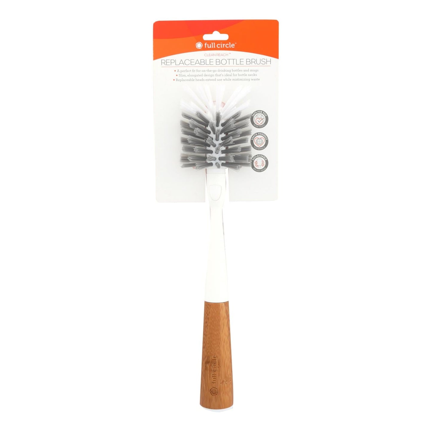 Full Circle Home Clean Reach Bottle Brush, White, 6-Pack