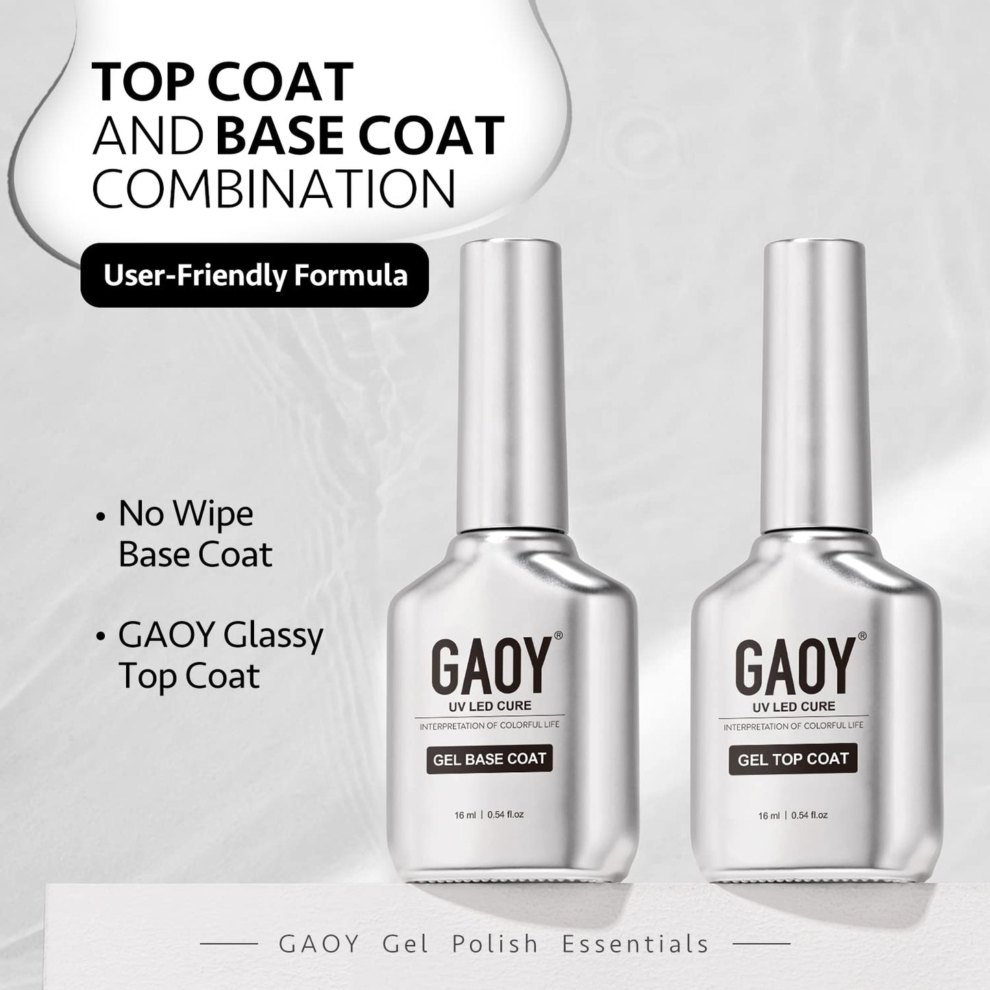 GAOY Glassy Gel Top Coat & Base Coat Set - 2 pcs
