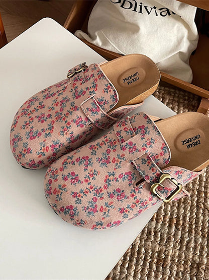 Floral Pattern Round Toe Slip-Ons