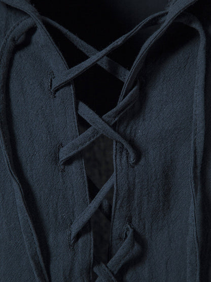 Men's Casual Lace-Up Hooded Top