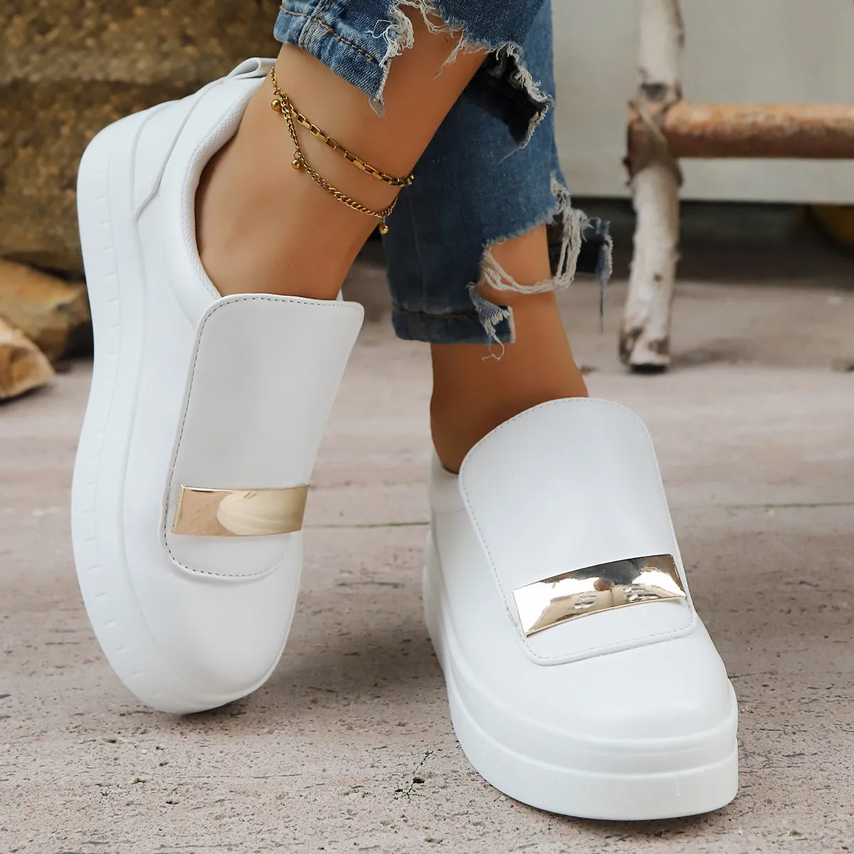 Round Toe Platform Loafers