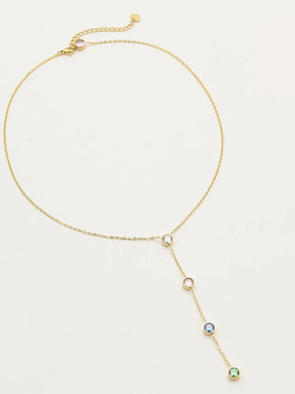 18K Gold-Plated Stainless Steel Zircon Y-Drop Necklace