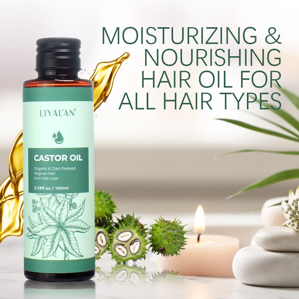 LIYALAN Organic Castor Oil Skin & Hair Repair