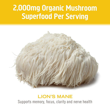 Om Mushroom Superfood Lion's Mane Mushroom Capsules, 90 Count