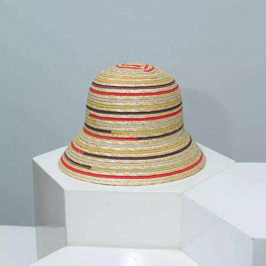 Striped Straw Bucket Hat