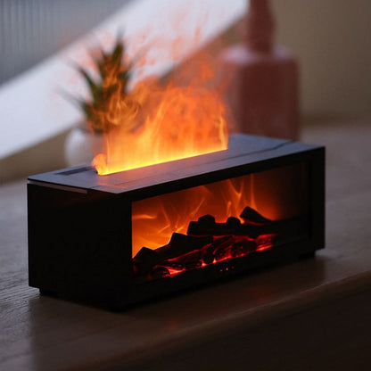 Fireplace Flame Aroma Diffuser 150ml Essential Oil Humidifier with LED Flame Effect Remote Control Timer USB