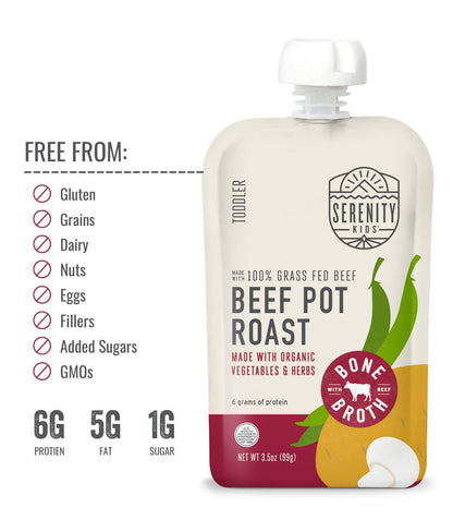 Serenity Kids Beef Pot Roast Bone Broth 3.5 Oz Pack of 6