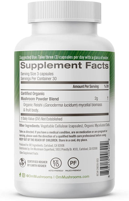 Om Mushroom Superfood Reishi Capsules, 90 Count