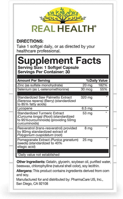 Real Health Prostate Complete (30 Softgels) | Supports Prostate Function.