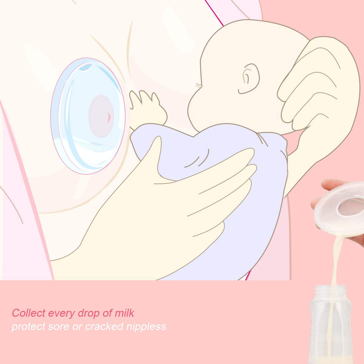 Breast Shells, Milk Saver, Nursing Cups, BPA-Free and Reusable, (Pack of 2)